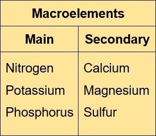 Macroelements table