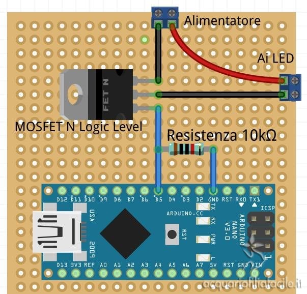 Collegamento tra Arduino e MOSFET