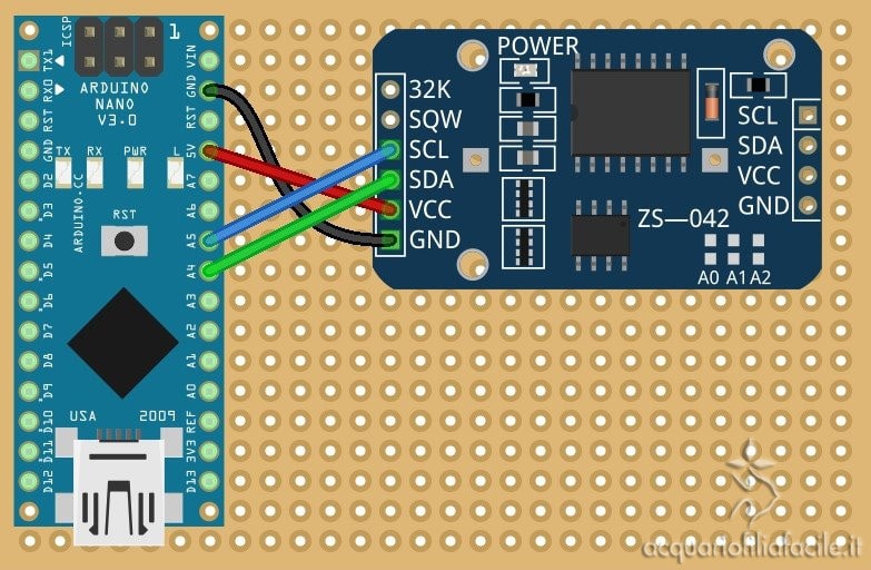 Schema di connessione orologio con Arduino