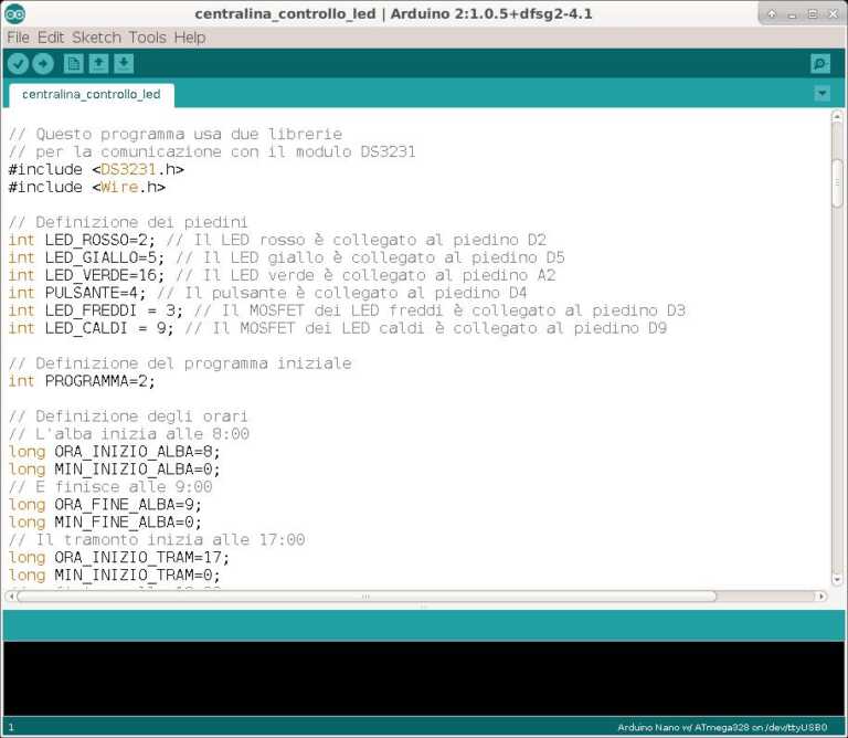 Sketch centralina di controllo LED